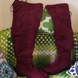 Suede boots over the knee